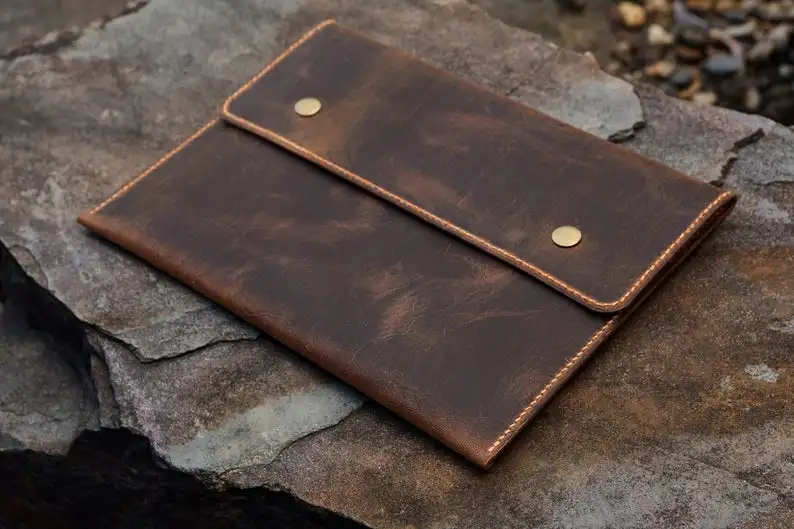 

Personalized Rustic Genuine Leather Sleeve Case Pouch for NEW 2018 iPad Pro 11 12.9 Inch Unique Personal Cover - IPD05FS