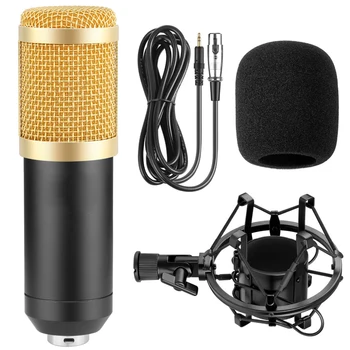 

CCM-BM800 Gold Professional studio broadcasting recording set condenser microphone ball-type anti-wind foam cap power cable
