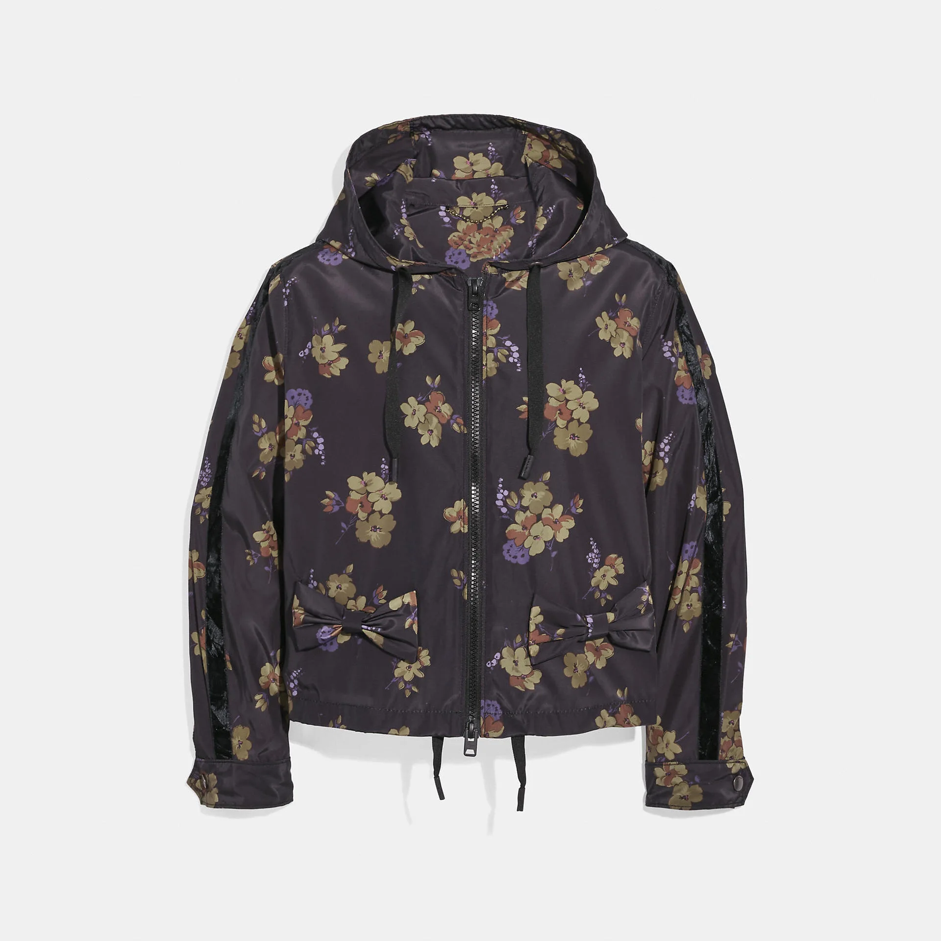 

Women Jacket 2018 Fall Winter New Forest Flower Print Zip Sweater Jacket