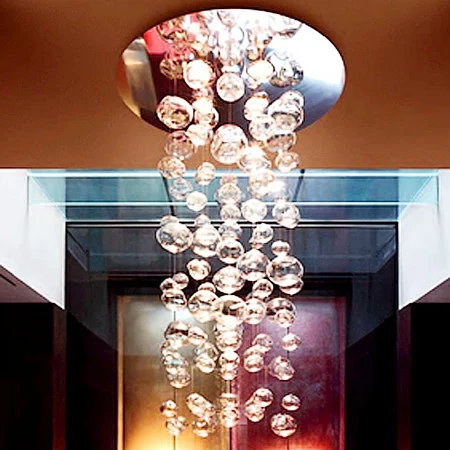 

Modern Transparent Stair Glass Ball Bubble Hanging Wire Pendant Lamp Dia 60*h150cm industrial lamp