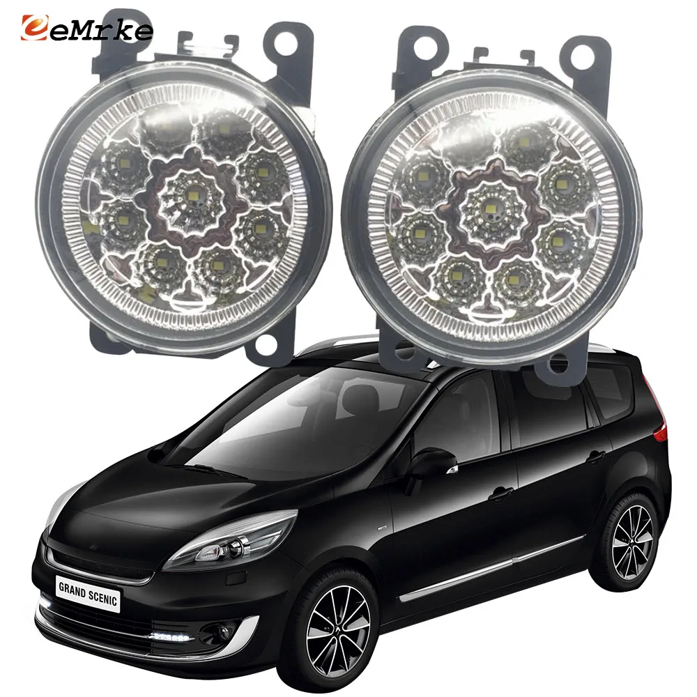 2PCS Car Styling 9-Pieces LED Fog Lights Lamp for Renault Grand Scenic 3 JZ 2010 2011 2012 2013 2014 2015 2016 Foglight 12V DRL |
