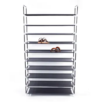 

Casual Simple Assembly 10 Tiers Non-woven Fabric Shoe Rack with Handle Suitable For/ Home/Dormitory/Office Black Shoe Cabinets