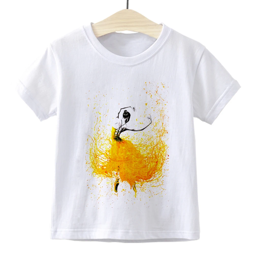 

Top Kawaii Girls T-shirt Fashion Summer beautiful Kids T shirt Ballet princess Leisure Funny Cartoon camiseta Cheap