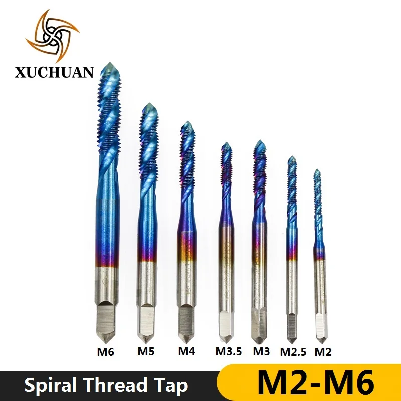 

1pc HSS 6542 Screw Tap Drill Bit M2-M6 Nano Blue Coated Spiral Thread Tap Metric Machine Thread Tap Drill