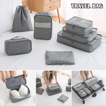 

7Pcs Portable Travel Bags Sub-packing Finishing Bag Waterproof Large-capacity Handbag Accessories K888