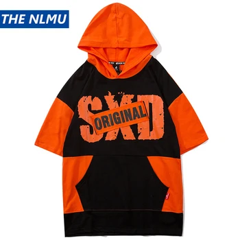 

2020 New Patchwork Hoody T-Shirts Men Streetwear Harajuku Letter Print Tshirt Short Sleeve Cotton Hip Hop Summer Tops Tees WO201