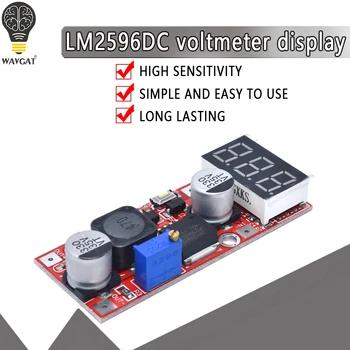 

High precision Red voltmeter display DC-DC LM2596 adjustable power supply step-down module with digital 3A12V/24V to 12V 5V3.3V