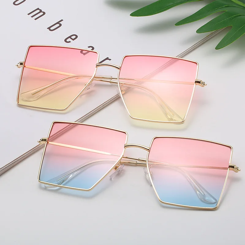 

2020 Big Frame Spectacles Polygonal Metal Lady Sunglasses Gradient Jelly Thin Face Fashion Women's Eyeglasses