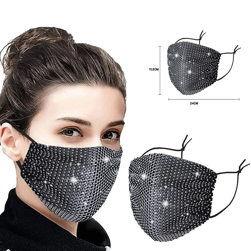 

Fast Delivery Within 24 Hours Máscara Diamonds Reusable Face Nose Mouth Cover Adjustable Dust Mouth Mask аска Bandage