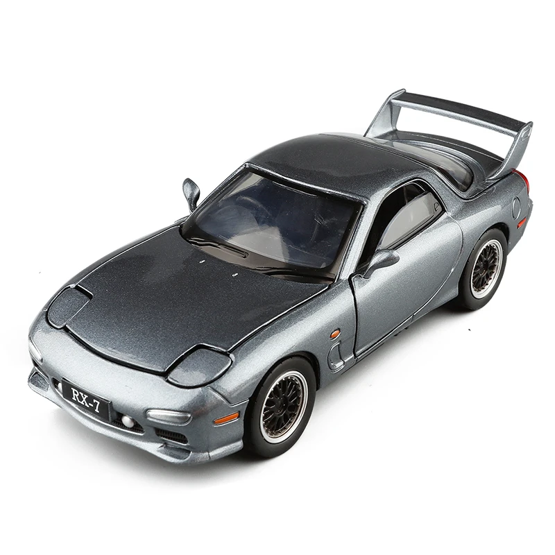 Новинка 1:32 Mazda FD RX7 литая модель автомобиля с 4 дверями уникальная спортивная машина с подсветкой детские игрушки