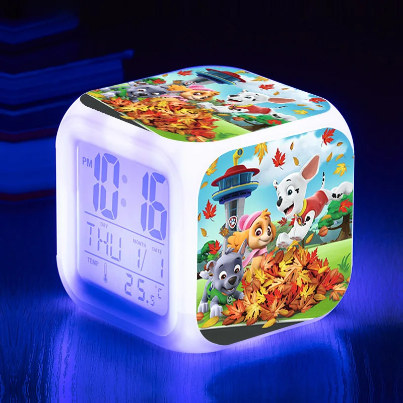 Paw Patrol светодиодный аниме Рисунок мультфильм будильник Patrulla Canina Ryder фигурки детский будильник подарки на день рождения 7D08