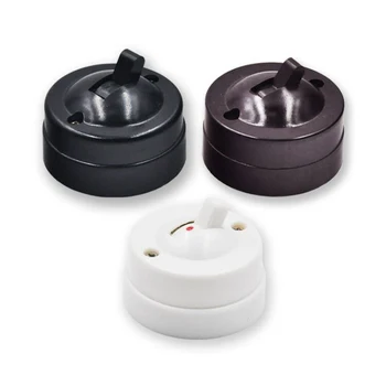

10pcs Retro Type Wall Light Toggle Switch Table Lamp On/off Mounted Round Bakelite Switch Black White Brown 6A250V