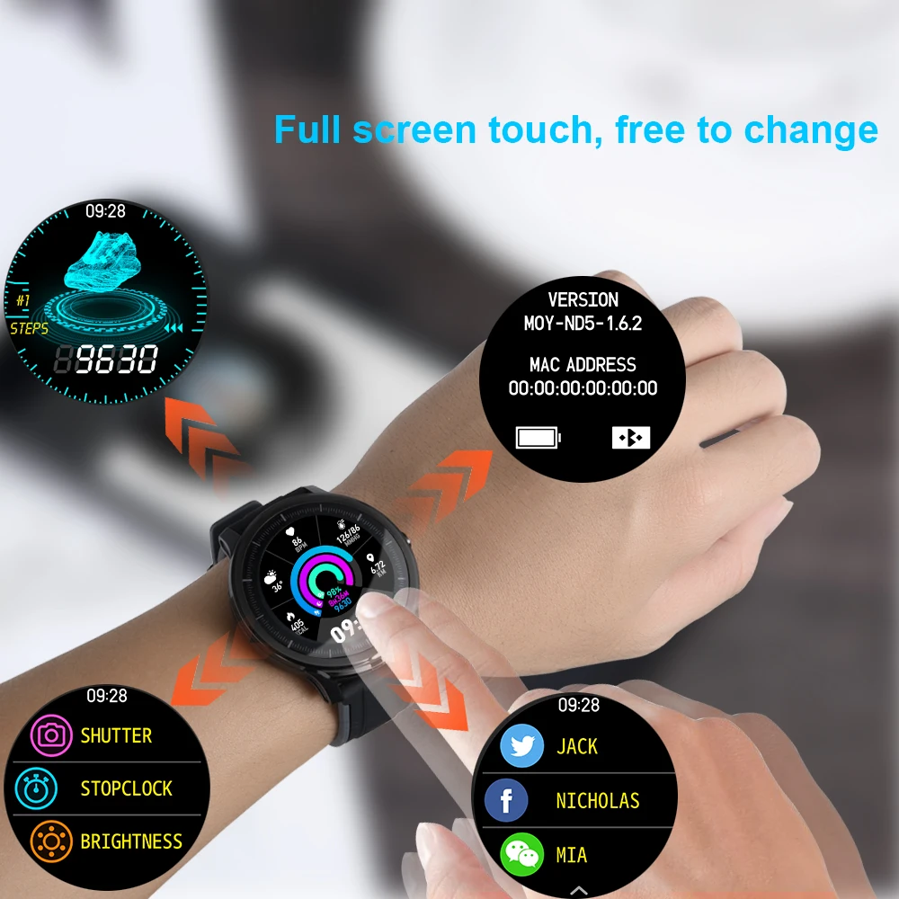  Time Owner Smart Watch 1.3 inch Full Circle Touch Screen IP68 Waterproof Heart Rate Sleep Monitor S - 4000163683624