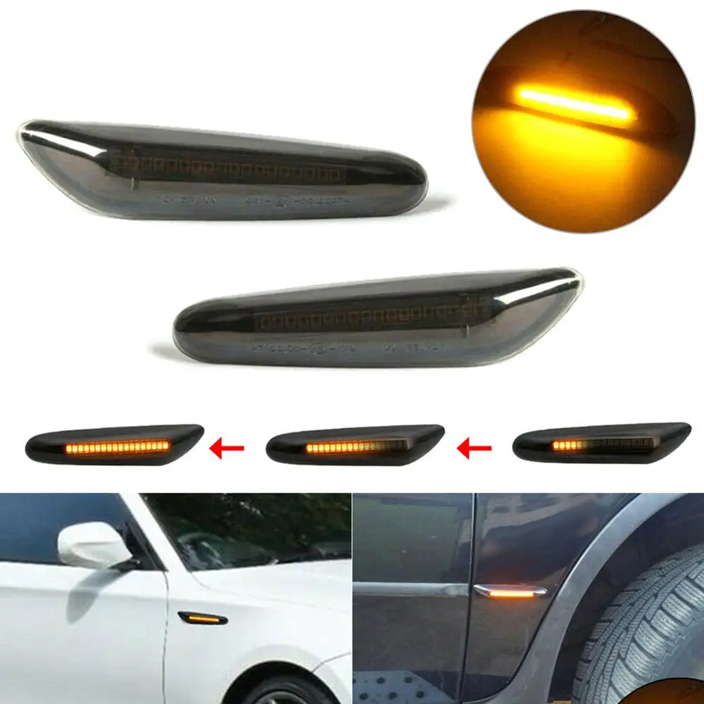 

Dynamic LED Side Marker Indicator Led Turn Signal Lights Blinker Lamp For BMW E90 E91 E92 E93 E46 E60 E82