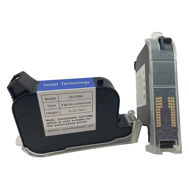 2pcs JS12 Handheld Printer Ink Cartridge Fast Dry Eco Solvent 600DPI Print Height 12.7mm Inkjet
