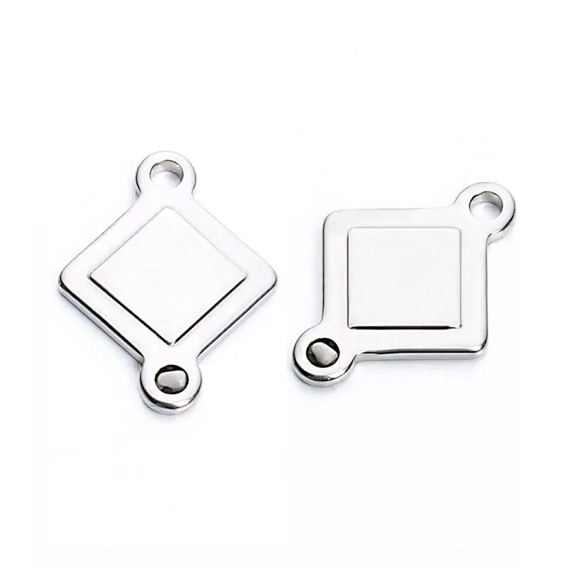 F3534 12x16mm LOULEUR 20 шт./лот серебряный цвет нержавеющая сталь круглый сердце квадратные подвески-соединители пустые штамповочные бирки для ожерелья Браслет - Окраска металла: F3534 12x16mm