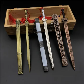 

Jian Dynasty With White Long Sword Keychain Qiushui Jian Ancient Sword Weapons 3d Key Chain Alloy Key Rings