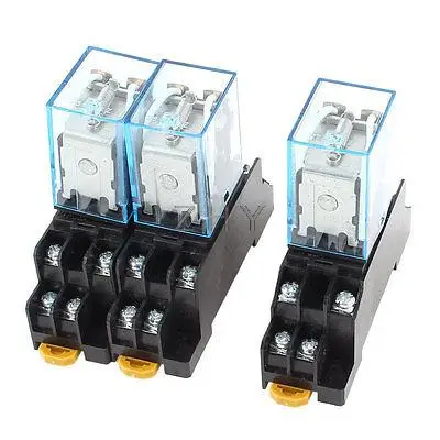 

3 x DC 12V 5A Coil 8Pin DPDT 35mm DIN Rail Electromagnetic Power Relay + Socket