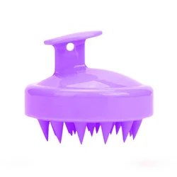 Silicone Scalp Massage Brush with Ergonomic Handle (Purple)