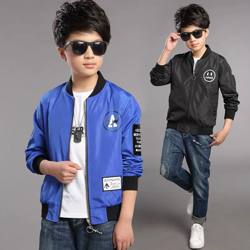 Детская одежда; осеннее пальто; коллекция года; Двусторонняя куртка в Корейском стиле с длинными рукавами и принтом для мальчиков; модная детская куртка