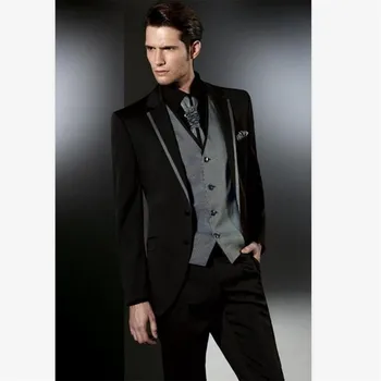 

New Classic Men’s Suit Smolking Noivo Terno Slim Fit Easculino Evening Suits For Men Black Grey Tuxedo Gentle Custom Groom Prom