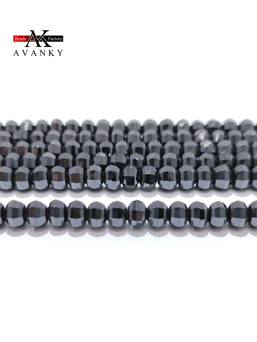Natural Stone Faceted Black Spinel Beads Small Section Loose Spacer for Jewelry Making DIY Necklace Bracelet 15'' 2x4mm 3x5mm