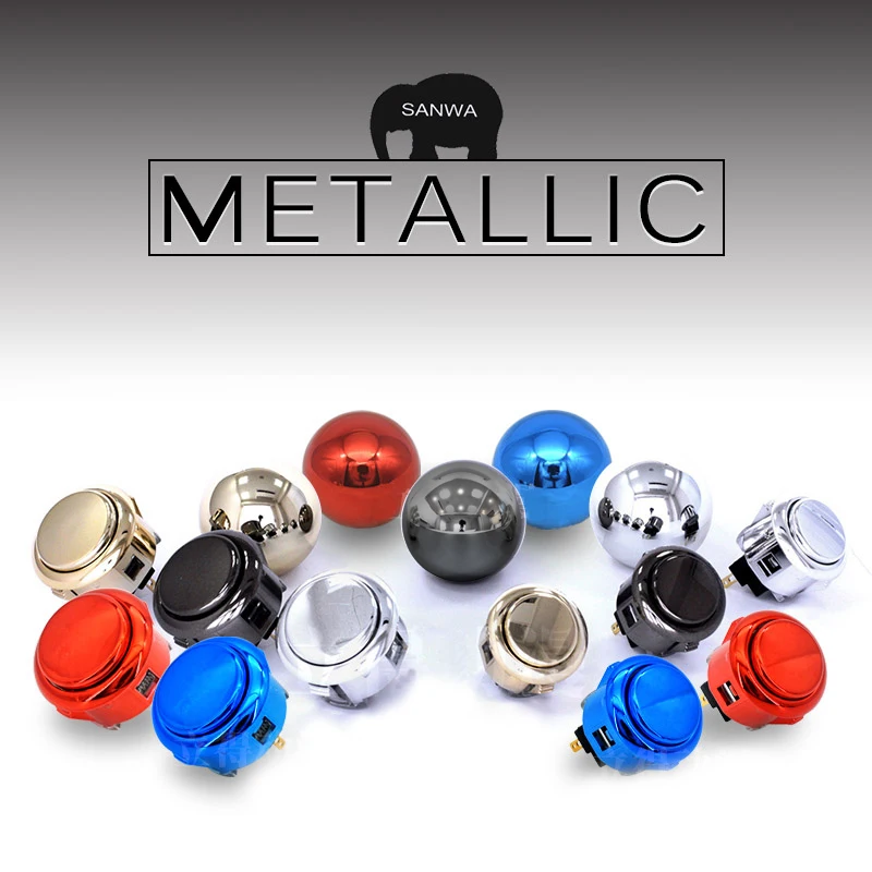 1pcs/lot Original Sanwa Metallic Color Snap In Button Authentic Sanwa OBSJ-24 24mm OBSF-30 30mm Metallic Gold Silver Grey Button 1pcs new original package ssop24 dm13a icn2025ap icn2026dp