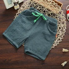 Летняя одежда, детские шорты с эластичной резинкой на талии, Детские хлопковые льняные штаны, повседневные штаны, популярные штаны для малышей