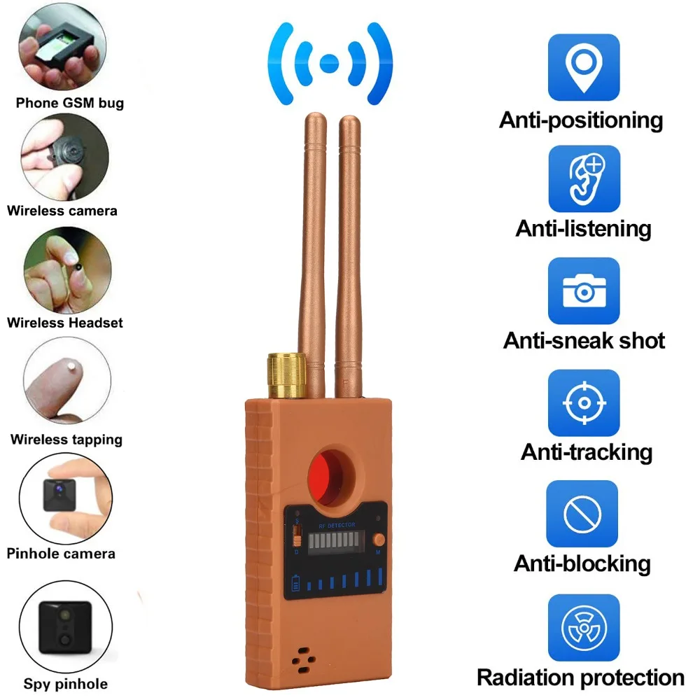 Радиочастотный детектор сигнала беспроводной детектор ошибок объектив камеры GSM аудио искатель gps детектор сканера серебро для защиты от подслушивания/gps