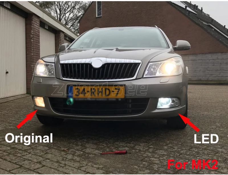 Frontal de Carro Led para Farol 2005 + Lâmpada Peças Premium Canbus Branco H11 h8 Skoda Octavia 3 Mk2 Mk3 1z 5e a5 a7 fl 2005 + 2 5 2 peças, premium, canbus, branco, h11, h8,