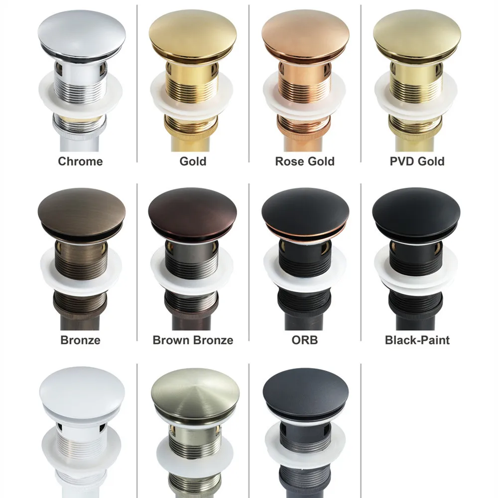 

Push down pop-up drain brushed gold sink drain stopper brass bathroom sink overflow cover sink siphon white drainage black drain