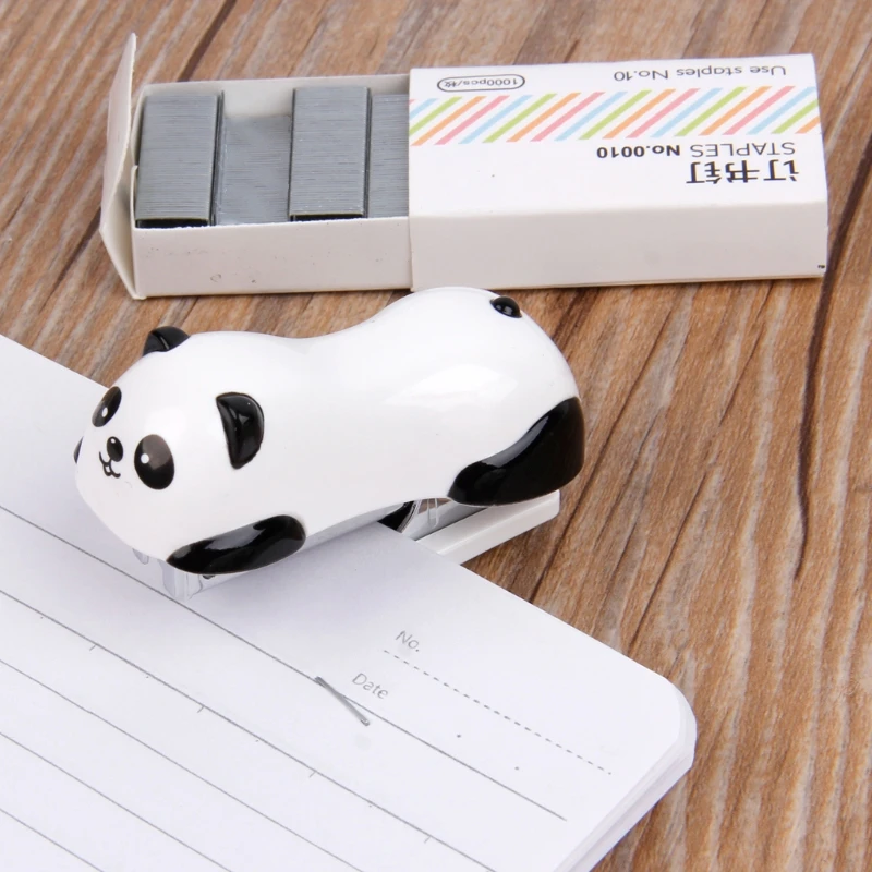 Мини панда степлер набор бумажных переплетов в пределах 1000 шт скобы Офисные школьные принадлежности LX9A