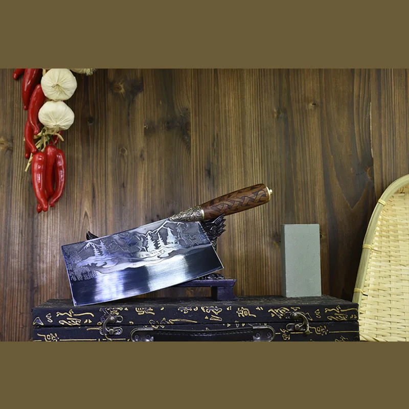 

Little Cook Forged Chinese chef knife figured meat knife fixed blade handmade cleaver Vegetable cutter Cooking tools accessories
