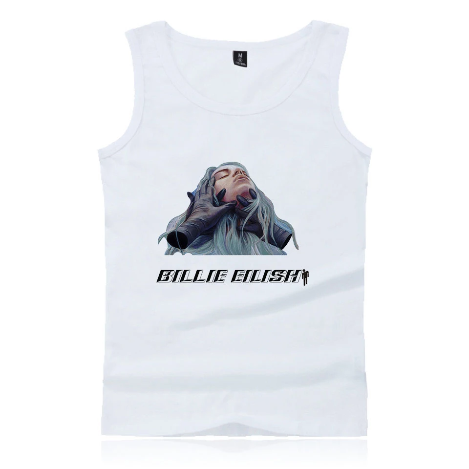 Billie Eilish/Хлопковая мужская летняя майка с бретелями и принтом суперзвезды для девочек, модель года, лидер продаж, повседневная одежда, жилет