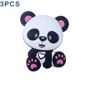 

3PCS Cartoon Style Baby Teether Cute Panda Chew Silicone Bead for Pacifier Clip Accessories For Pacifier Chain Food Grade Toys