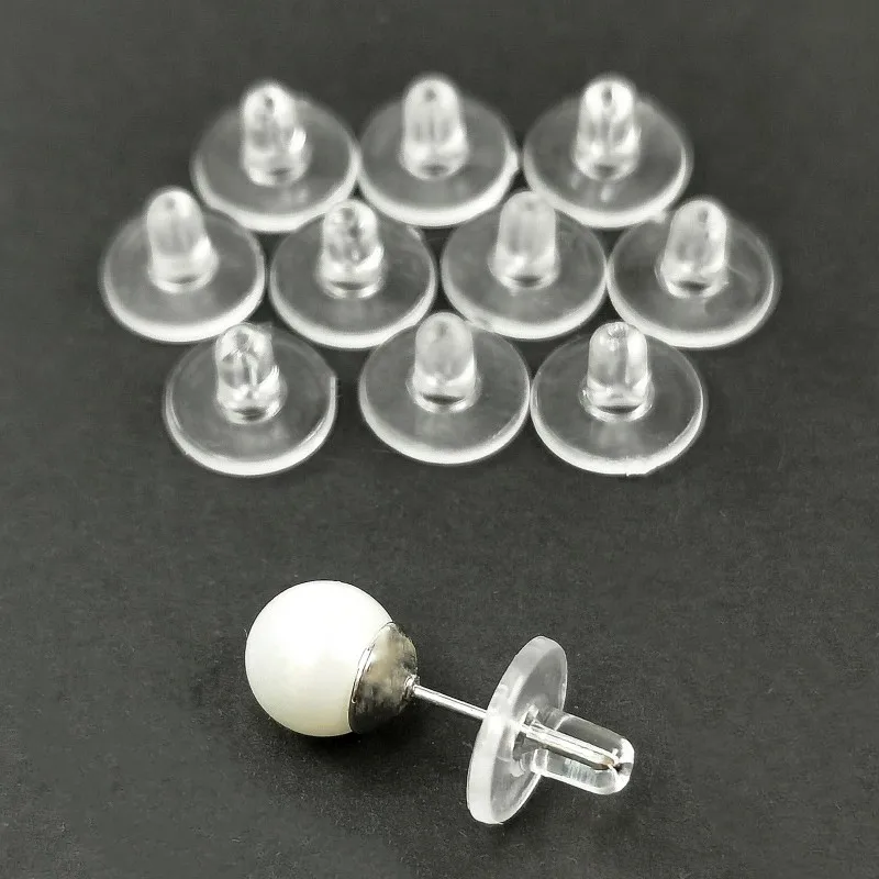 10/50/100 Uds pendiente de los tapones de tuerca de caucho de silicona pendiente de la espalda de Metal enchufe de oído suministros para joyas DIY Accesorios
