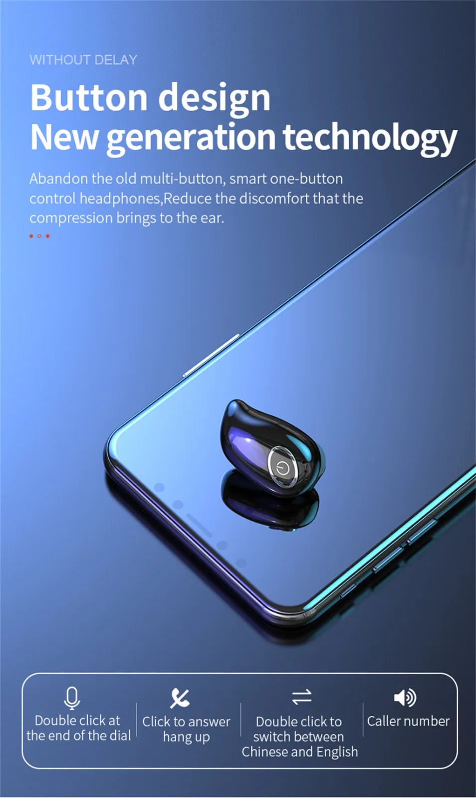 Mini Wireless In-ear Earphone Hi-Fi Bluetooth 5.0 Stereo Earbuds Single waterproof Headset With Mic Intelligent Noise Reduction |