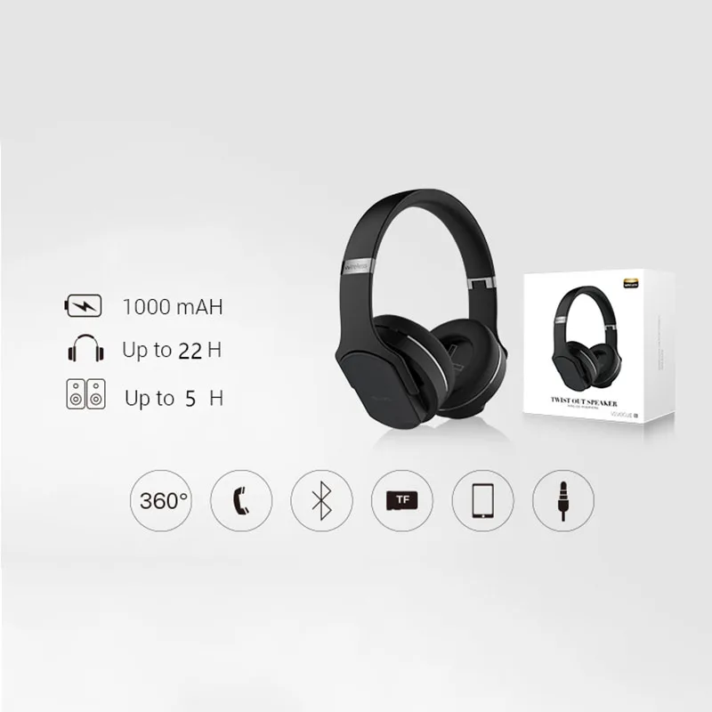 2-в-1 Bluetooth наушники и Динамик Складной гаражный Беспроводной стерео аудио плеер и наушники для телефонов ПК на базе IOS и Android