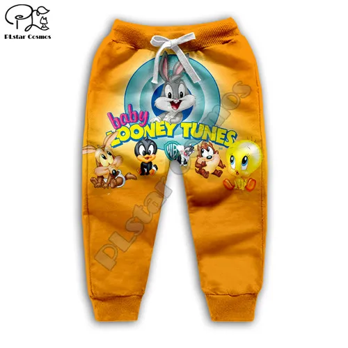 Детские толстовки с капюшоном с изображением кролика Looney Tunes 3D толстовки с рисунком детский спортивный костюм на молнии для маленьких мальчиков и девочек, футболка и штаны