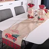 34*180cm New Year Party Dinner Table Cover Cotton Linen Car Tree Printed Christmas Table Runners Tablecloth Party Decoration