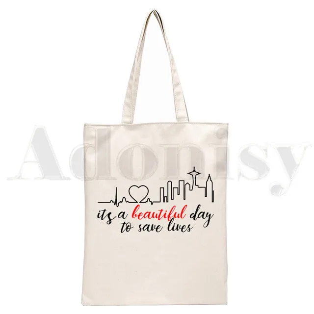 Greys Anatomy You're My Person Ullzang Hip Hop Hipster Cartoon Print Shopping Bags Girls Fashion Casual Pacakge Hand Bag N1920I