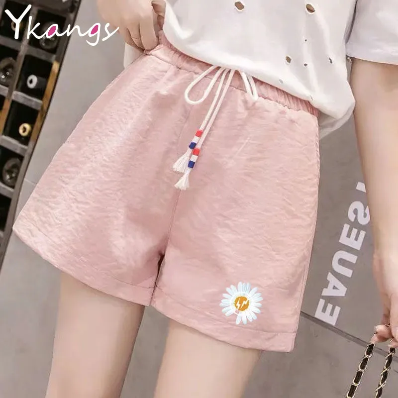 Joggers Women Korean Style Drawstring Summer Casual Baggy Sports Biker Shorts High Waist Wide Leg Harajuku Fashion Shorts Female
