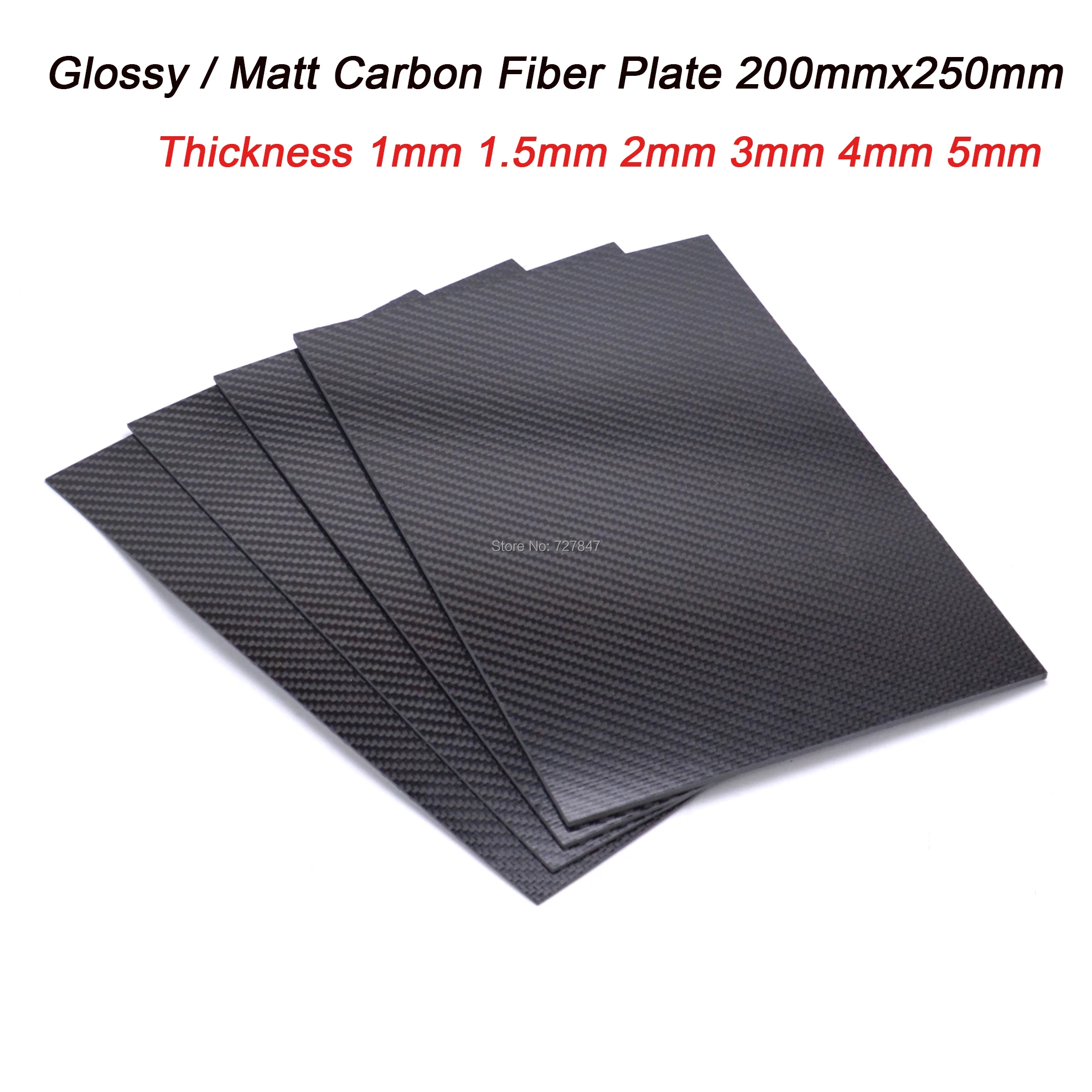 

100% Pure 3K Carbon Fiber Plate Board Glossy /Matt 200x250mm Thickness 1mm 2mm 3mm 4mm 5mm Carbon Fiber Material For RC UAV/Toys