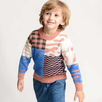 

Teenage Boys Sweaters 2020 Winter Striped Kids Sweaters For Boys Thick Cotton O-neck Knitted Pullover Children's Clothes 2-8Y