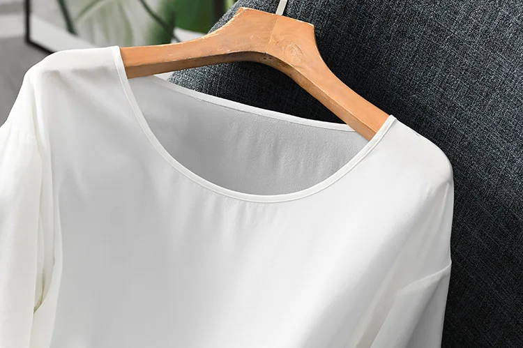 Летняя женская шелковая блузка натуральный шелк топы и блузки Для женщин элегантные круглым вырезом шелковая, с коротким рукавом для работы, для офиса, блузки