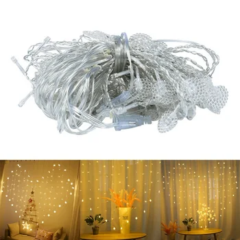 

LED Starry Heart Shape LED Christmas Fairy LED String Light Wedding Love Icicle Curtain 8 modes Fairy Light Holiday Garland
