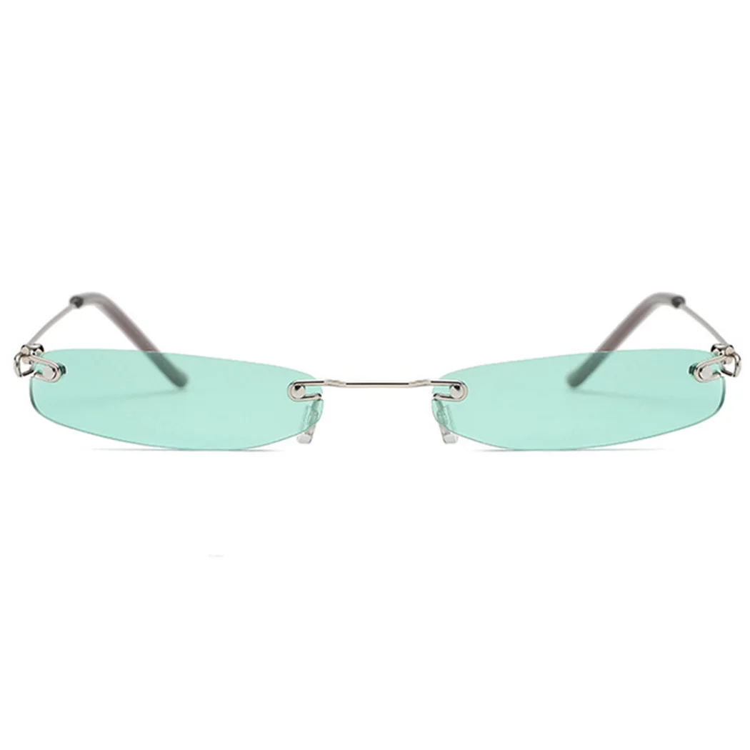 Винтажные прямоугольные без ободка, солнцезащитные очки для женщин и мужчин, солнцезащитные очки с океанскими линзами, маленькие узкие очки, женские солнцезащитные очки с металлической оправой