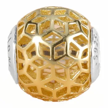 

Top Quality 925 Sterling Silver Bead Charm Gold openwork geometric INTUITION Beads Fit ESSENCE Bracelet Diy Jewelry