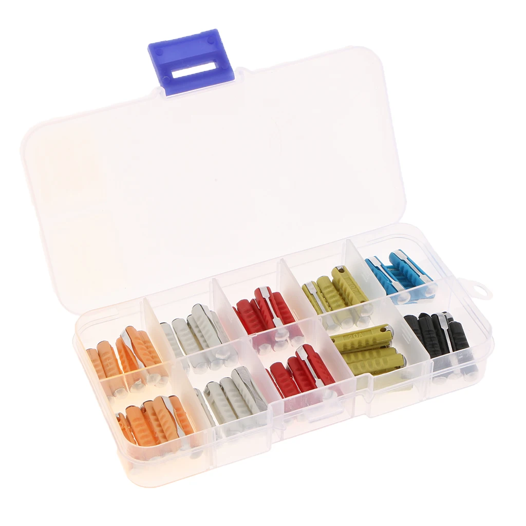 50Pcs European Automotive Fuse Assortment Box Car Auto Torpedo Fuses 5-30A