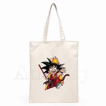 

Dragon Ball Z Goku Japanese Anime Unisex Handbags Custom Canvas Tote Bag Print Daily Use Reusable Travel Casual Shopping Bag